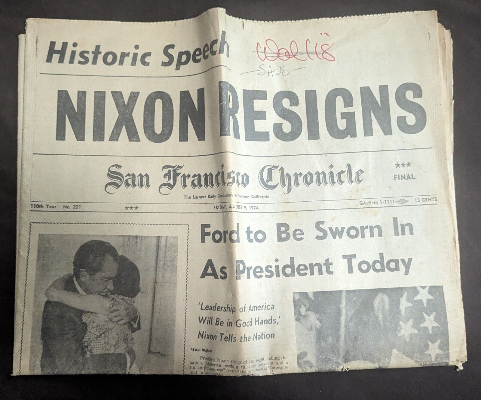 Nixon Resigns Historic August 9 1974
