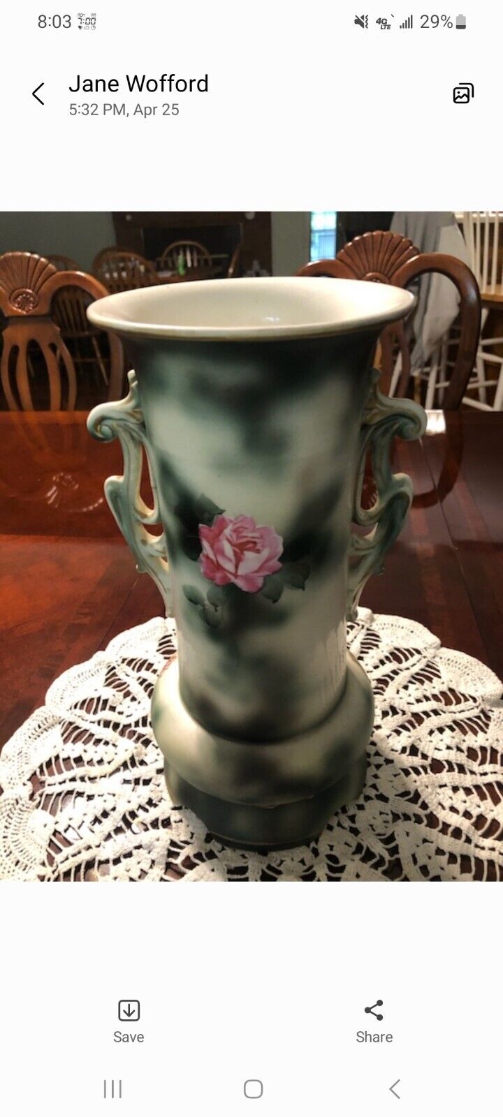 Vintage Old Early 1900\'s Hand Painted Metal Flower Vase JAPAN RARE