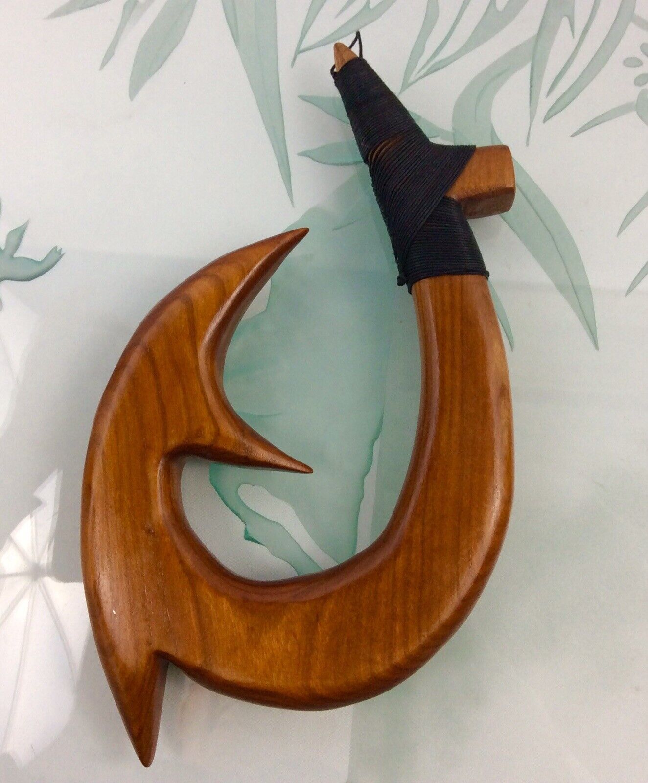Hawaiian Fishhook Hand Carved From Curly Maple Wood(size 10 1/2”T By 6”W By 1” D