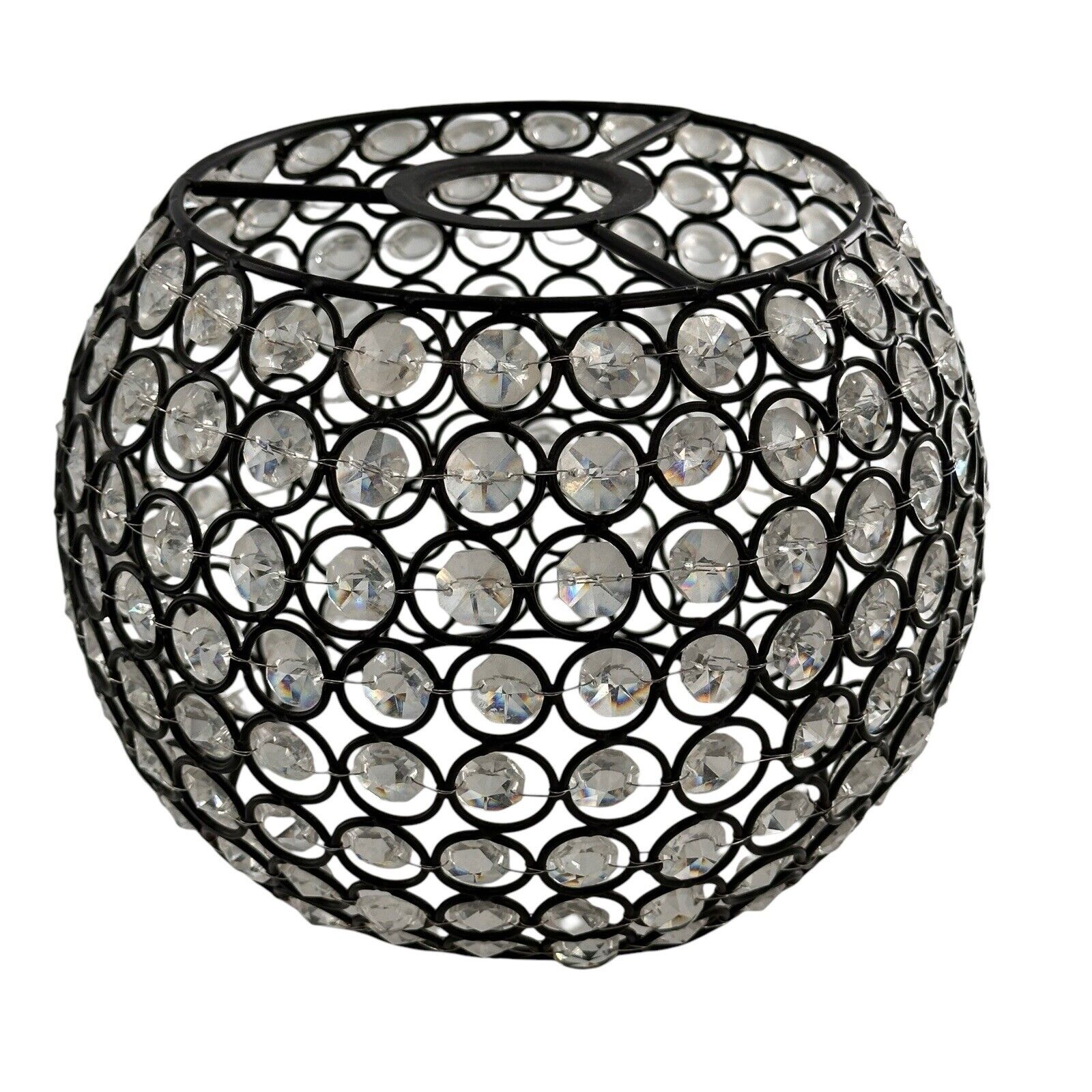 VINTAGE MID CENTURY CRYSTAL GLASS BALL Table LAMP SHADE 3.25\