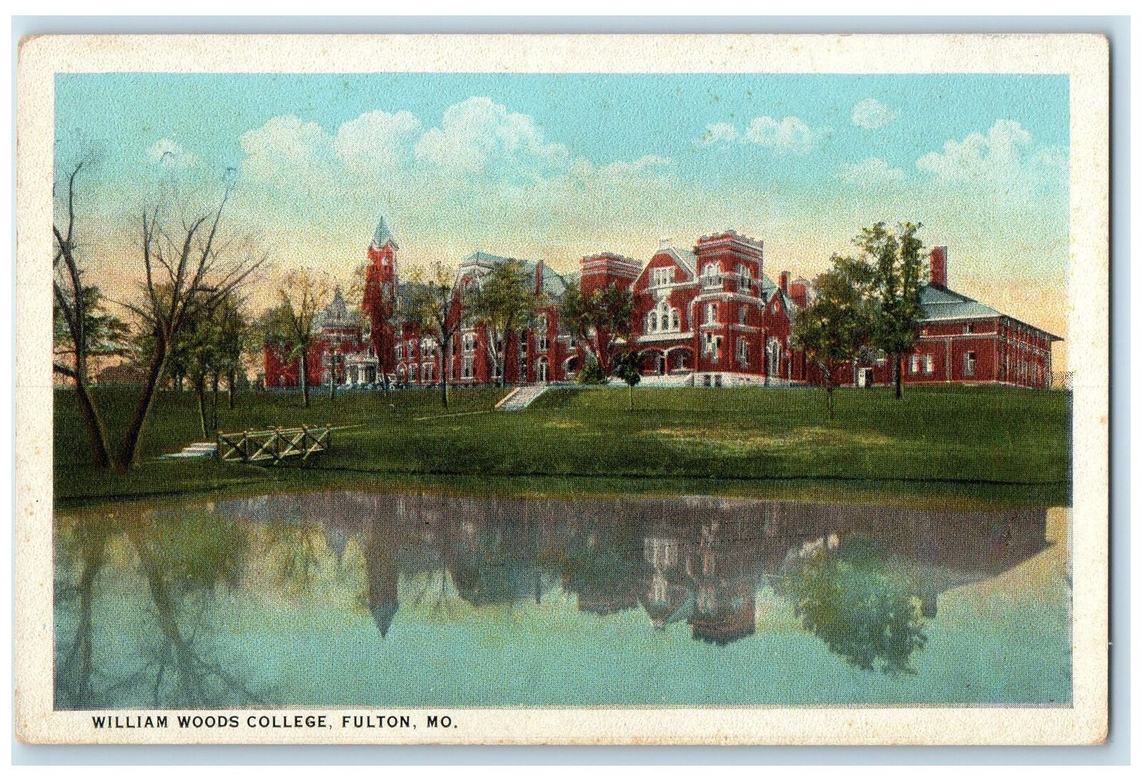 c1920's William Woods College Campus Building Lake Fulton Missouri MO Postcard