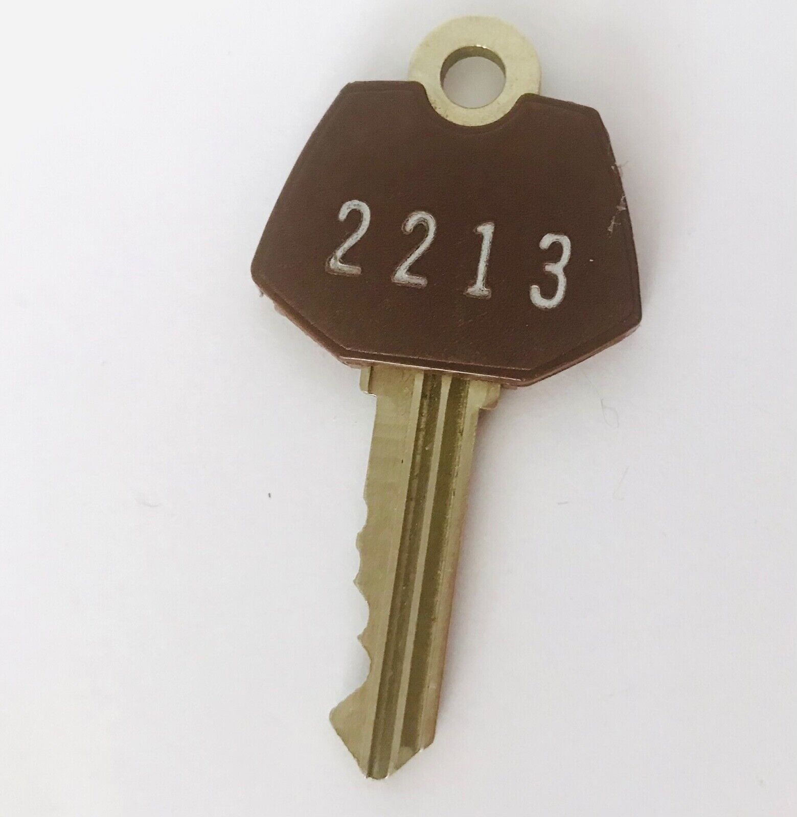 Vintage Hotel Room Key #2213 Motel Inn Lodging Brown Plastic Cover No Location