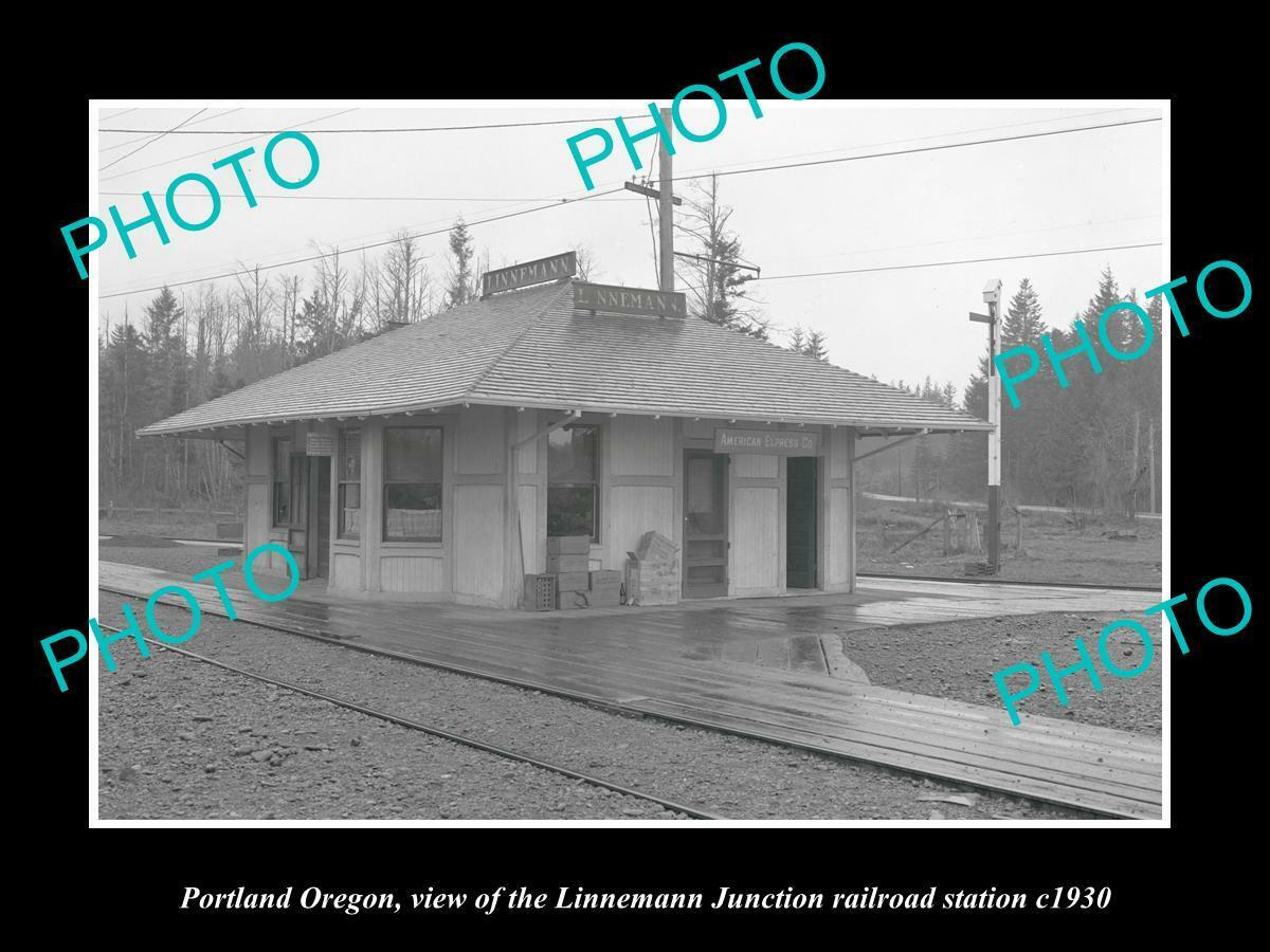 OLD 8x6 HISTORIC PHOTO OF PORTLAND OREGON THE LINNEMANN RAILROAD STATION 1930