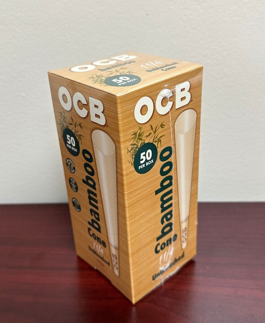 OCB Bamboo 1 1/4~Pre-rolled Cones~50 Count Mini Tower~NEW