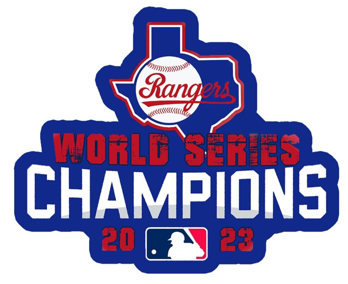 Texas Rangers 2023 World Series Champions Logo type MLB Baseball Die-Cut MAGNET