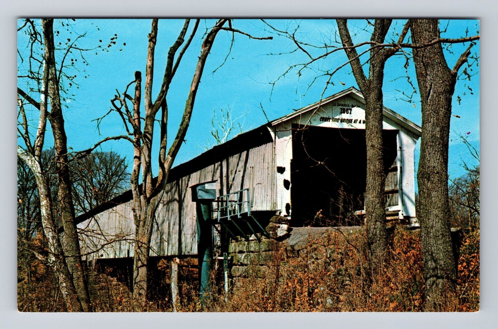 Mansfield IN-Indiana, Mansfield Bridge, Big Raccoon Creek, Vintage Postcard