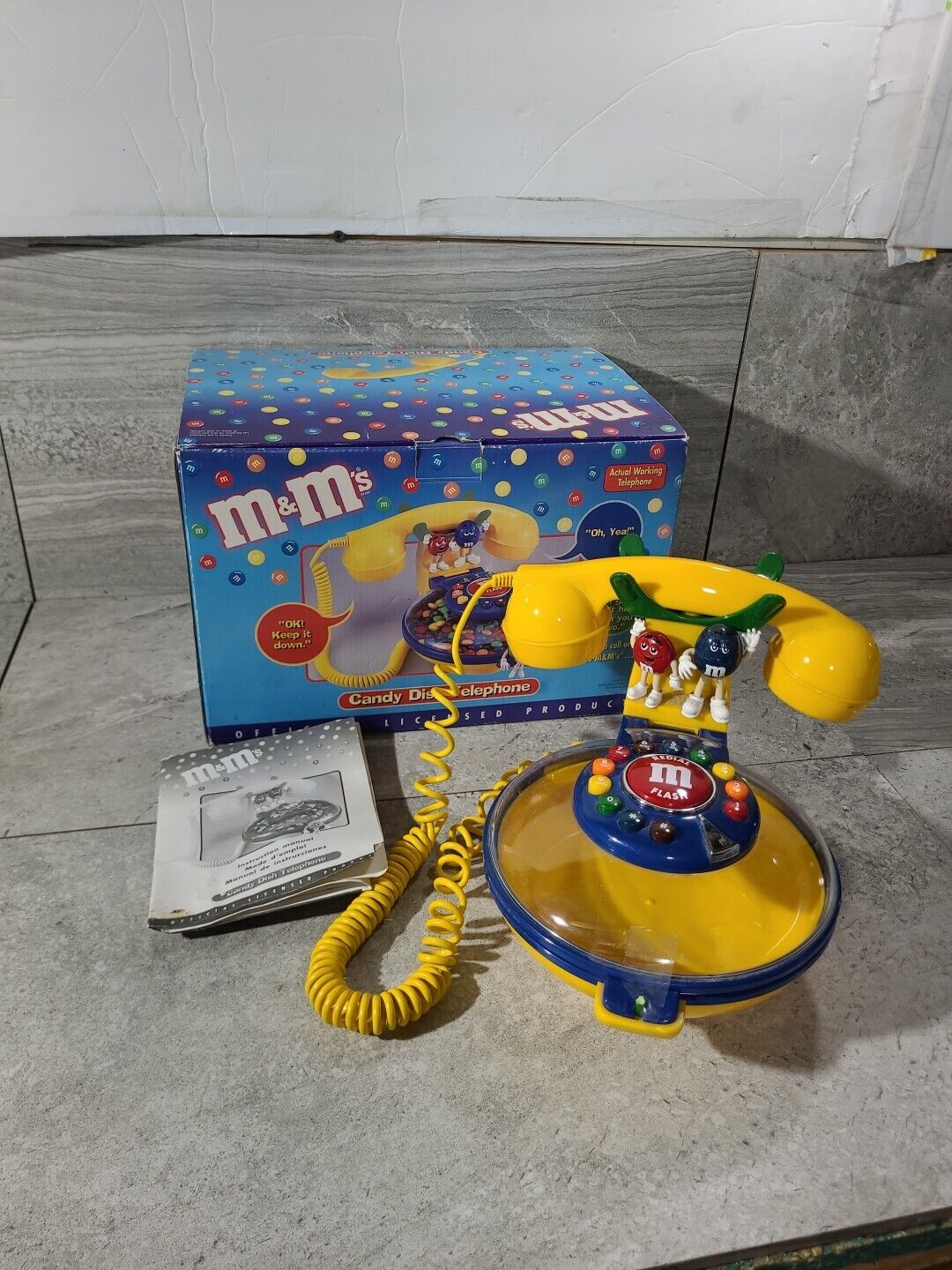 CIB M&M Candy Dish Telephone Mars Talks Collectible tested works W Box Vtg Phone