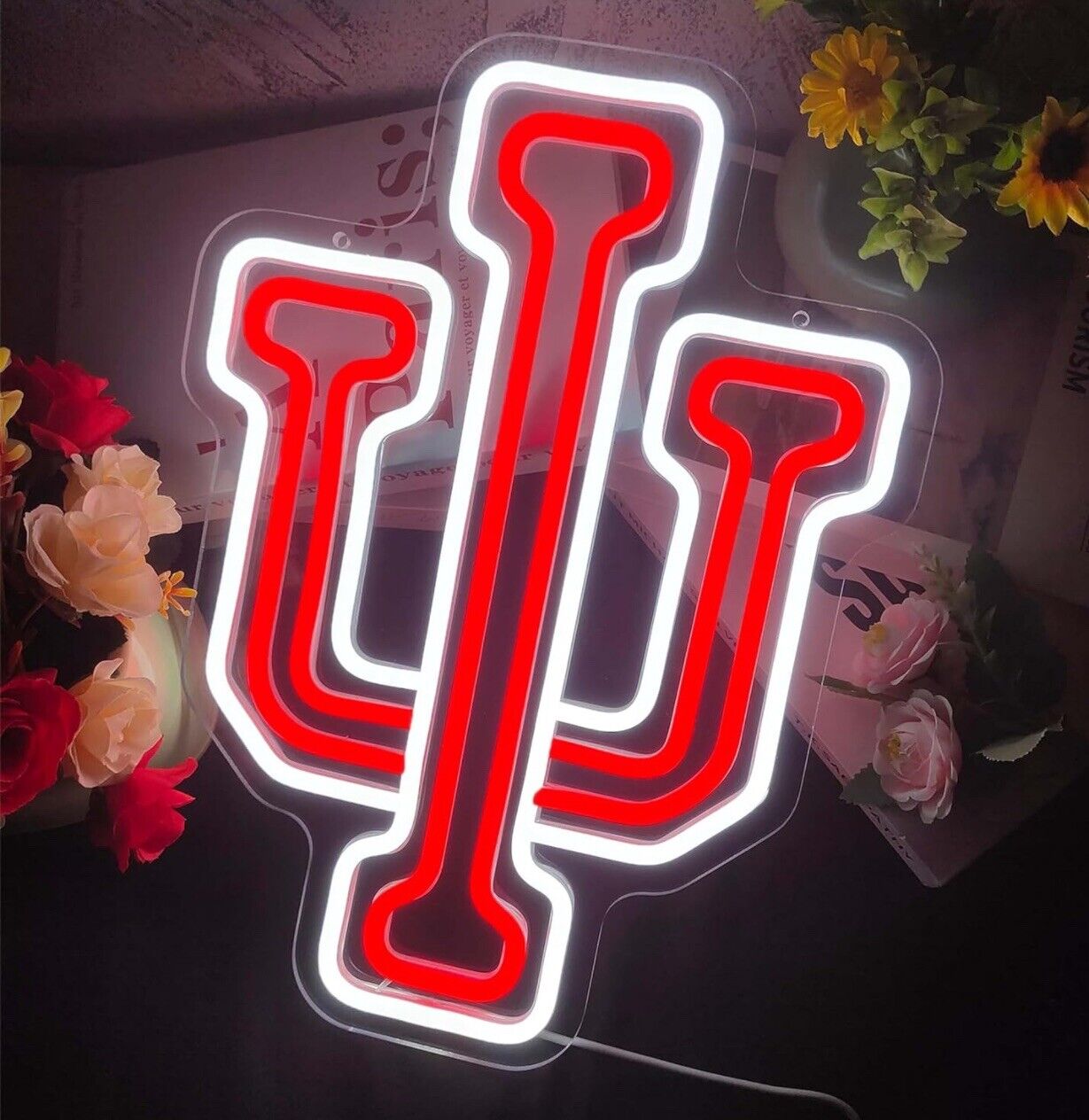 Indiana University Neon Sign College Wall Art Decor Signs LED Lamp Basketball