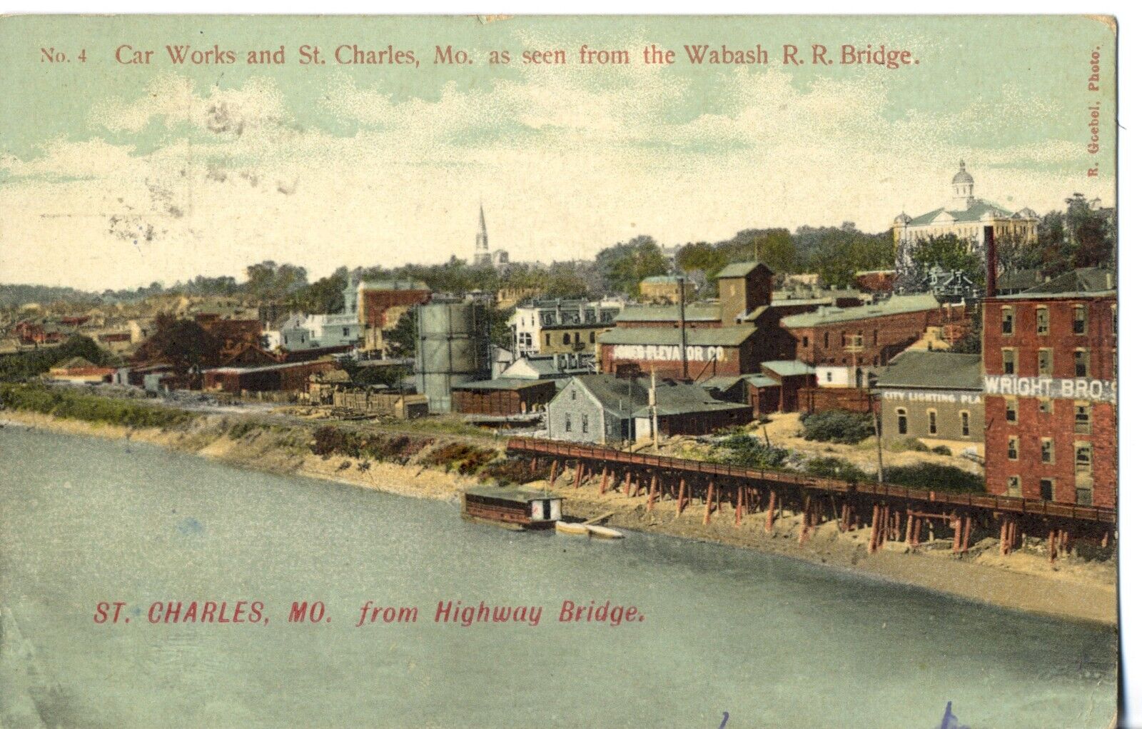 Car Works as Seen From Wabash Railroad Bridge, St. Charles, Mo. Missouri Card #4