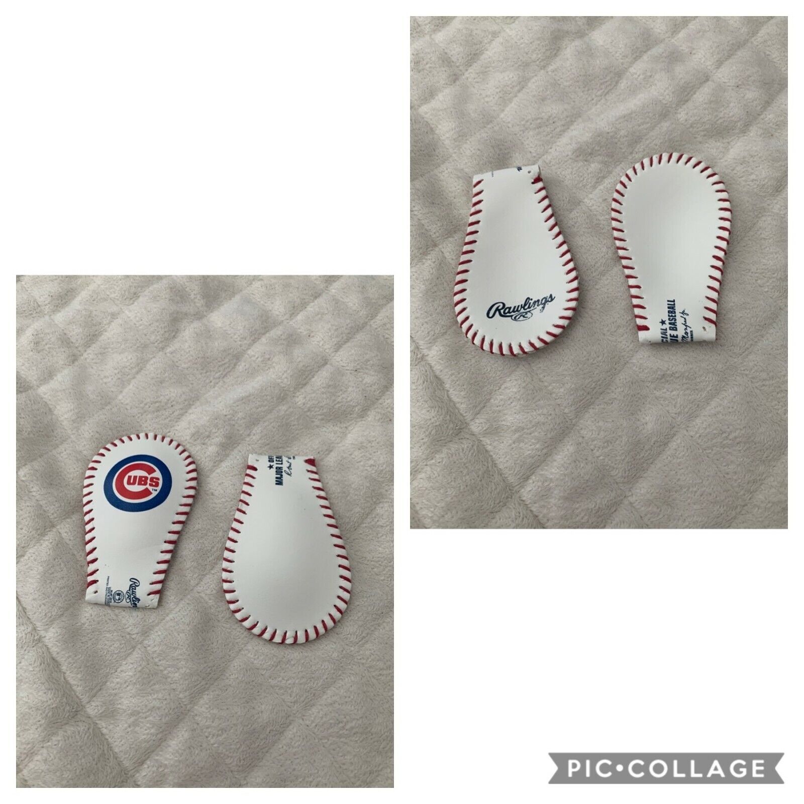 2pc Chicago Cubs Replica MLB Leather Baseball Keychain Major Autograph 