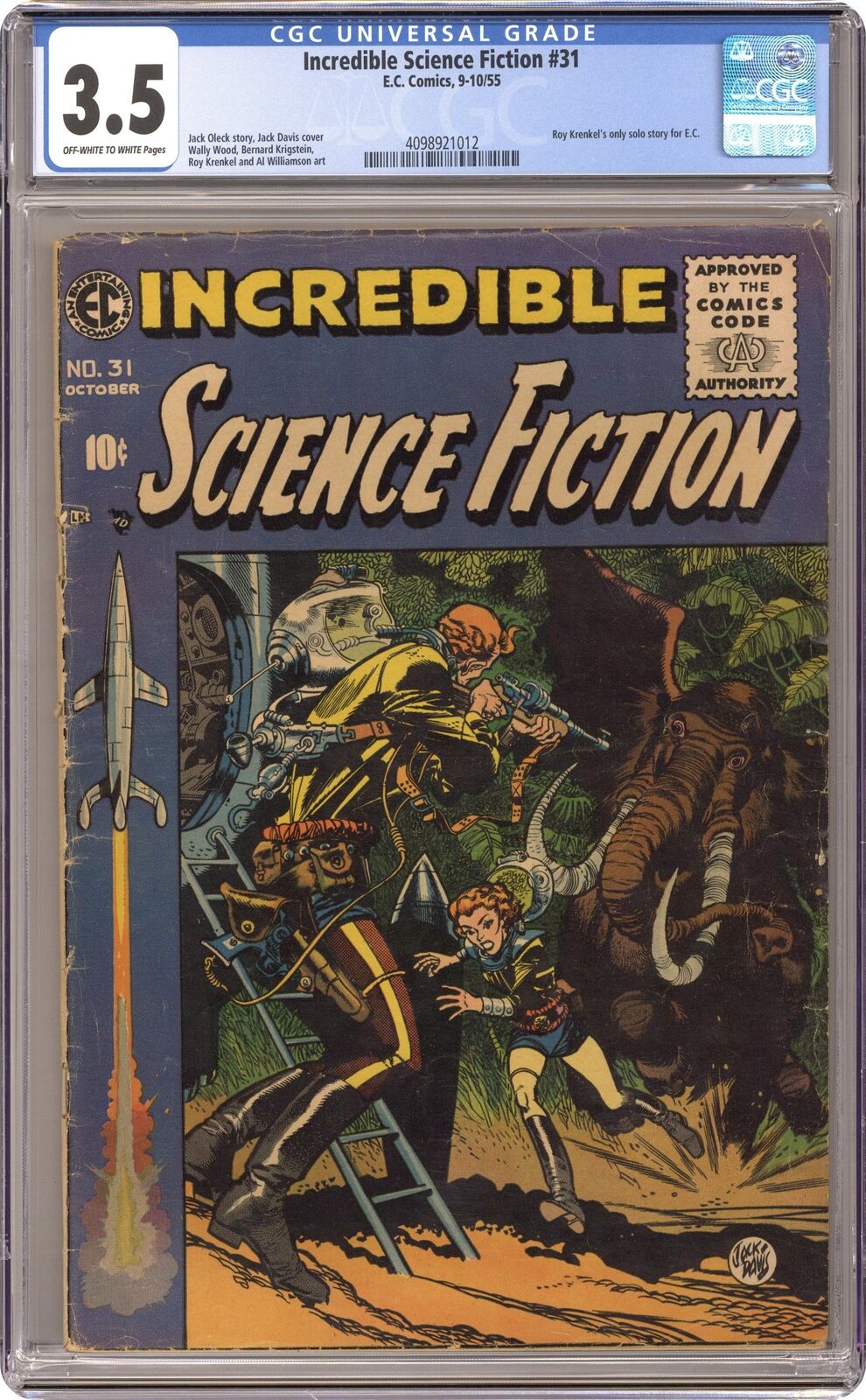 Incredible Science Fiction #31 CGC 3.5 1955 4098921012