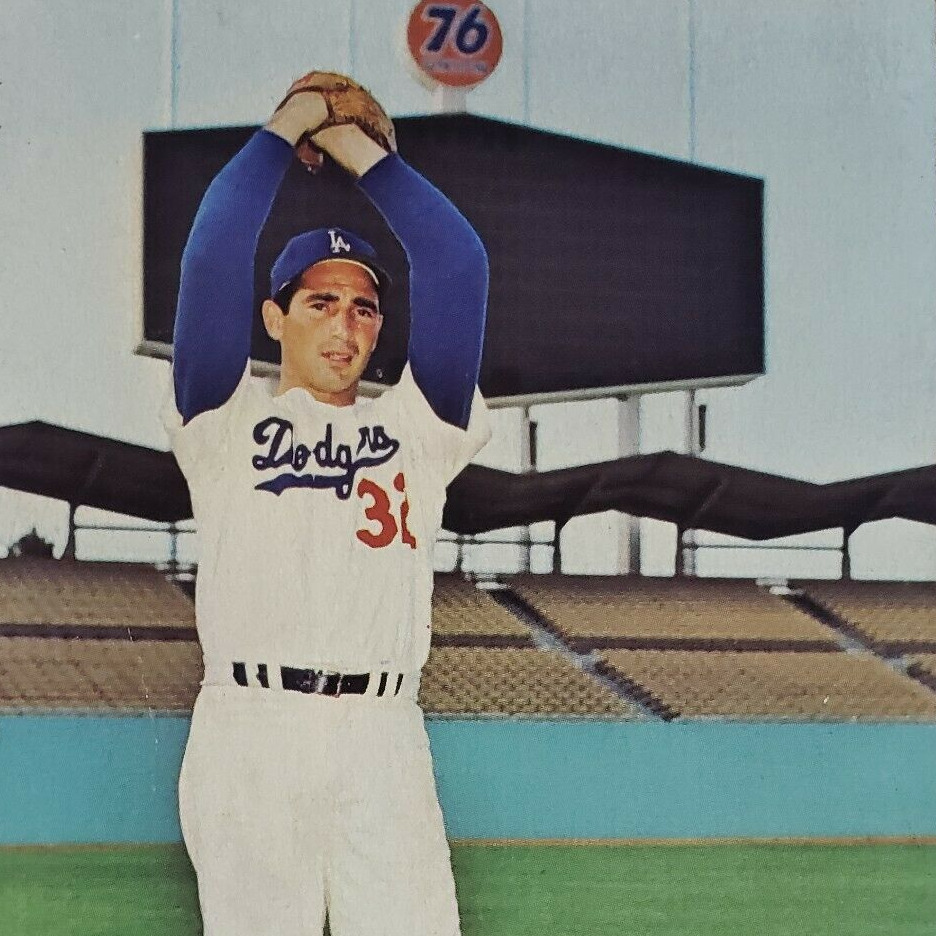 Sandy Koufax Dodger Stadium Baseball Postcard c1960 Los Angeles Elysian CA B326
