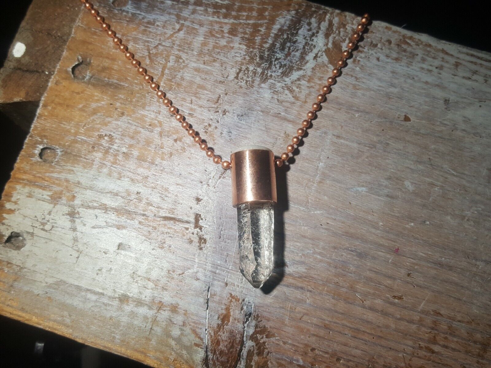 Genuine Copper Necklace Quartz Crystal Pendant - Arthritis - Orgonite