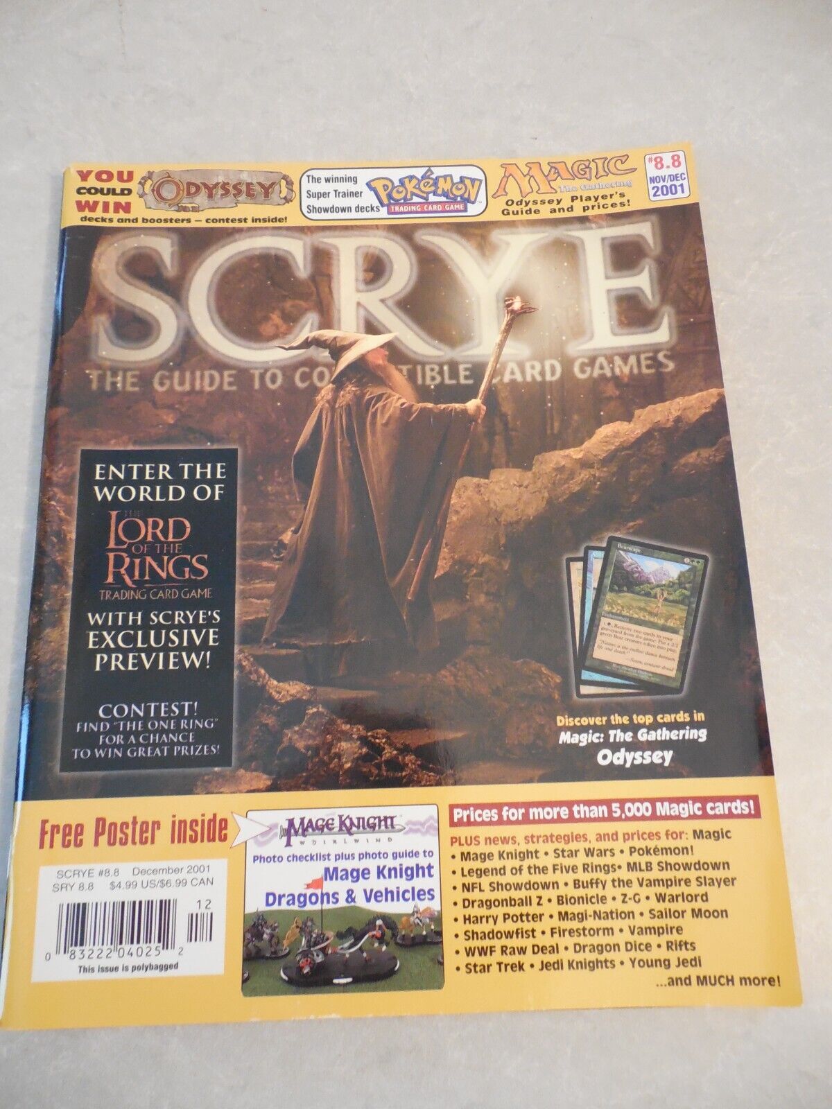 SCRYE Magazine #8.8, NOVEMBER/DECEMBER 2001, WITH MAGE KNIGHT CHECKLIST POSTER