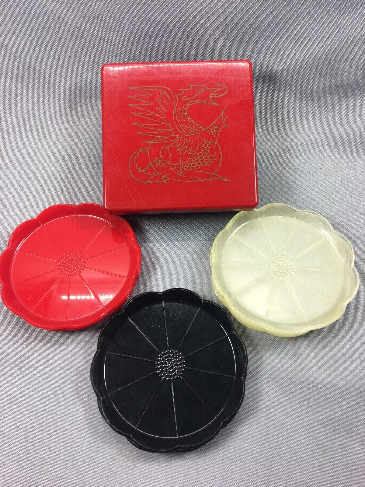 Vintage Retro Steeds The Jewel Box, 13 Coaster Set, Red, Clear And Black
