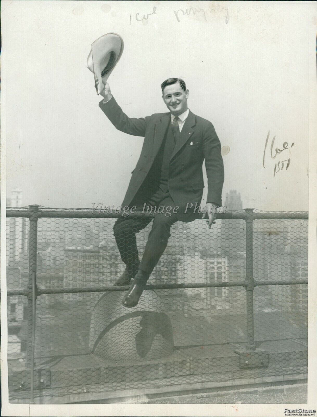 1924 Leon J Robert Aka Montana Bob On Pennsylvania Hotel Roof Sports 6X8 Photo