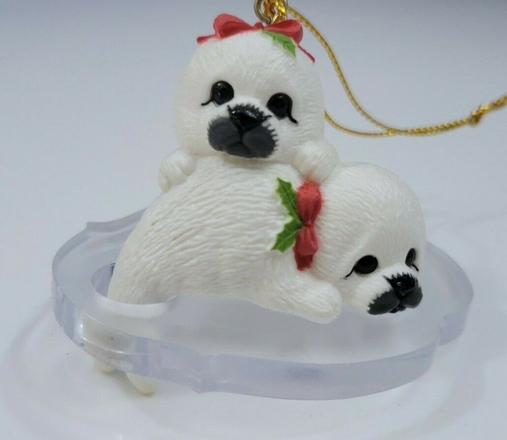 Vintage Morehead White Baby Seal Lovers Christmas Ornament Young\'Uns ADORABLE 