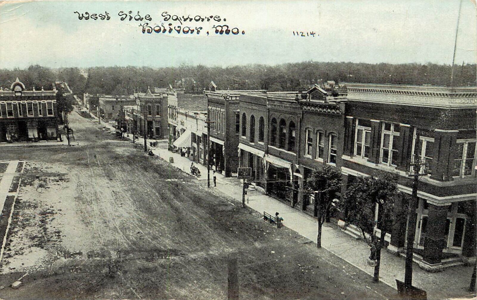 Photoette Postcard; West Side Square Bolivar MO Polk County Street Scene, Posted