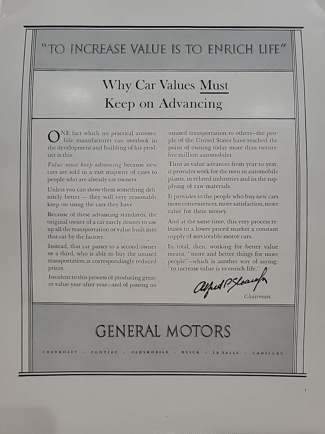 1939 General Motors Automobile  Fortune Magazine Print Advertising GM Value