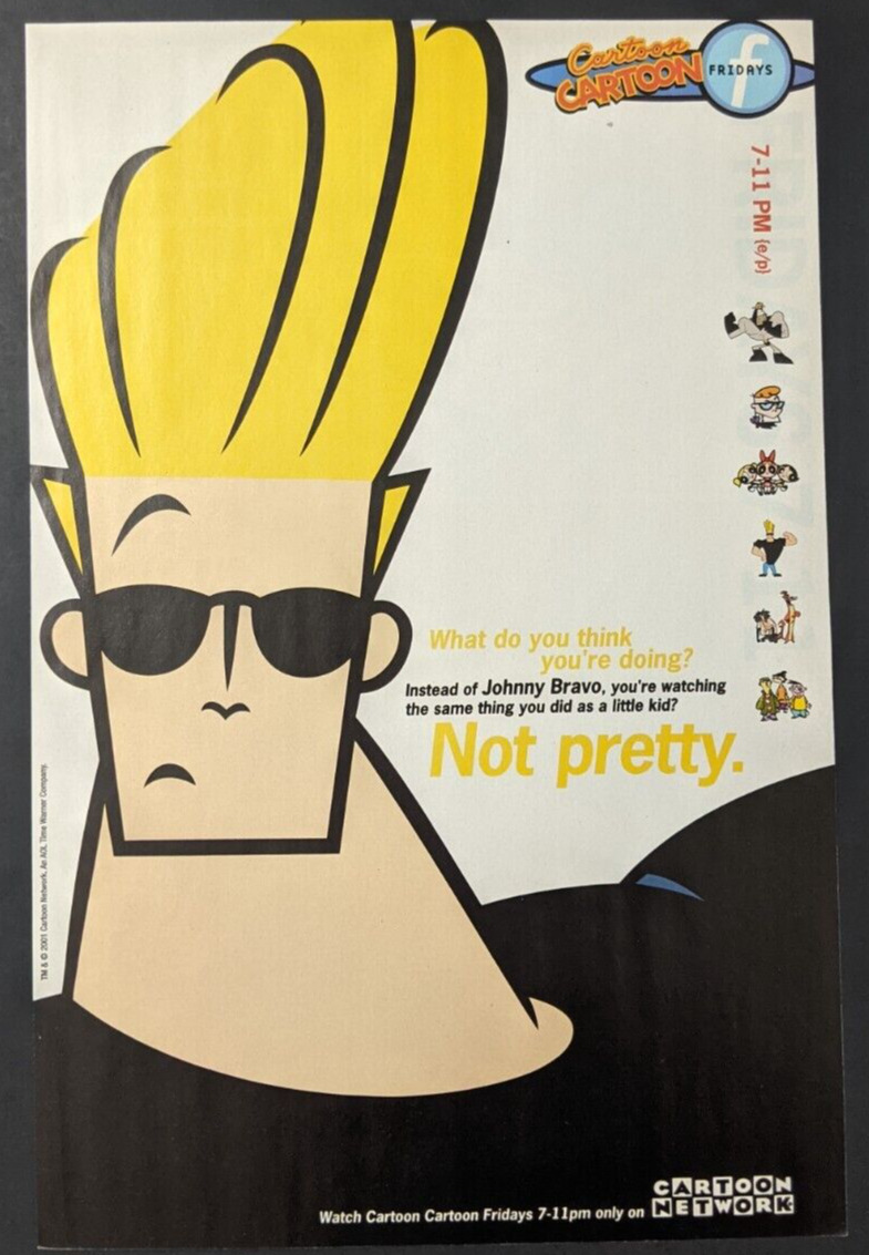 Johnny Bravo Cartoon Network Fridays Print Ad TV Poster Art PROMO Original 2001