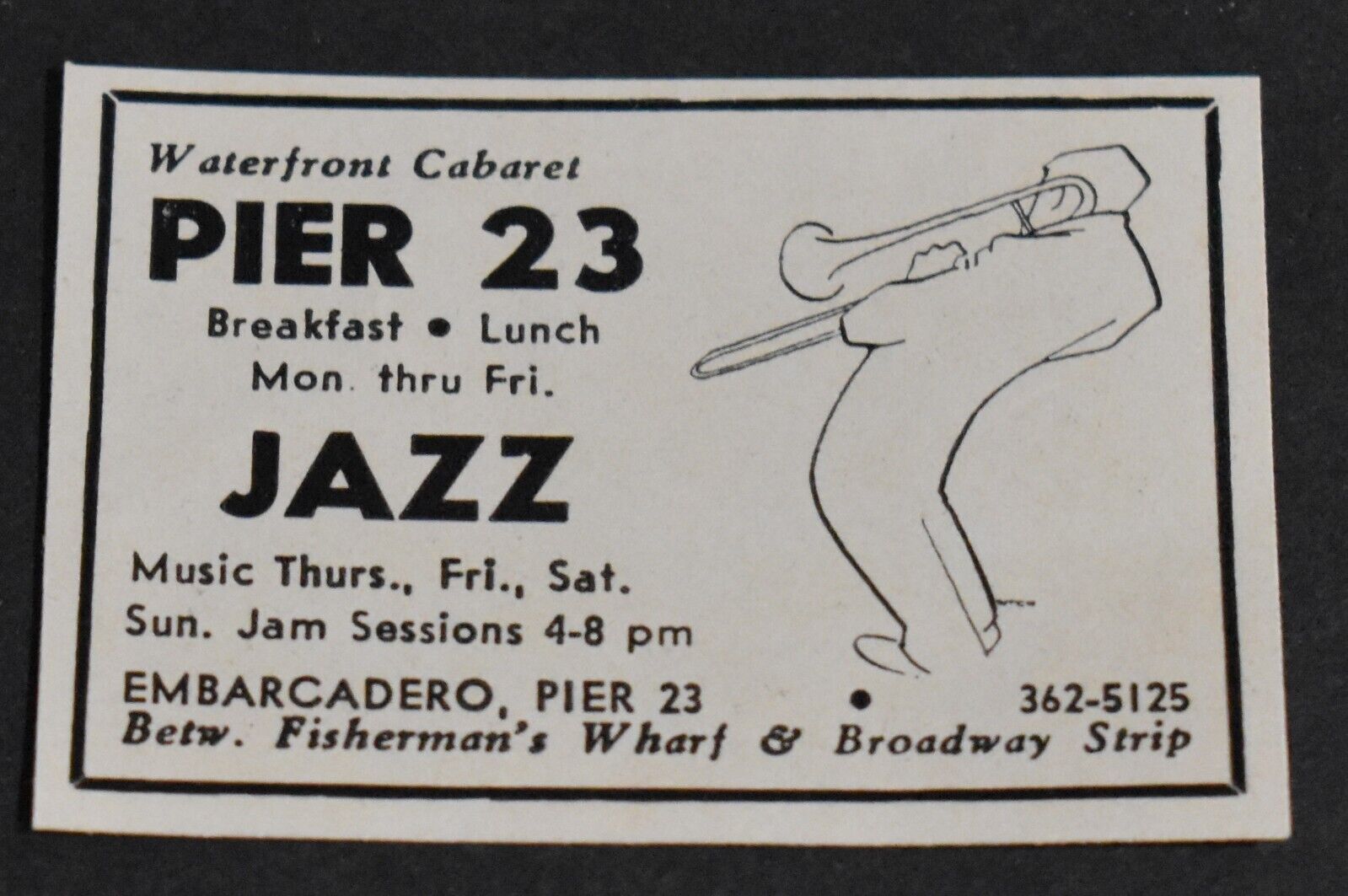 1969 Print Ad San Francisco Pier 23 Waterfront Cabaret Jazz Music Restaurant art