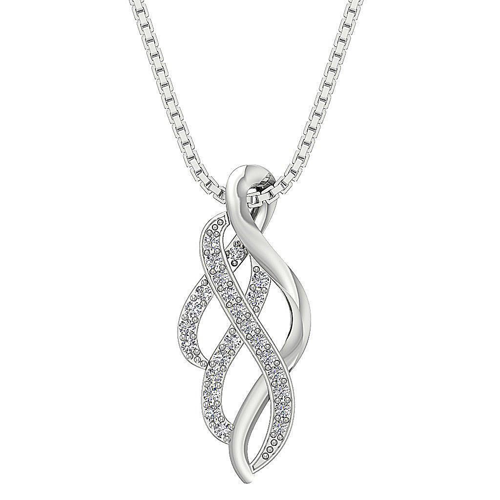I1 G 0.21 Ct Natural Diamond 14K White Gold Prong Set Fashion Pendant Necklace