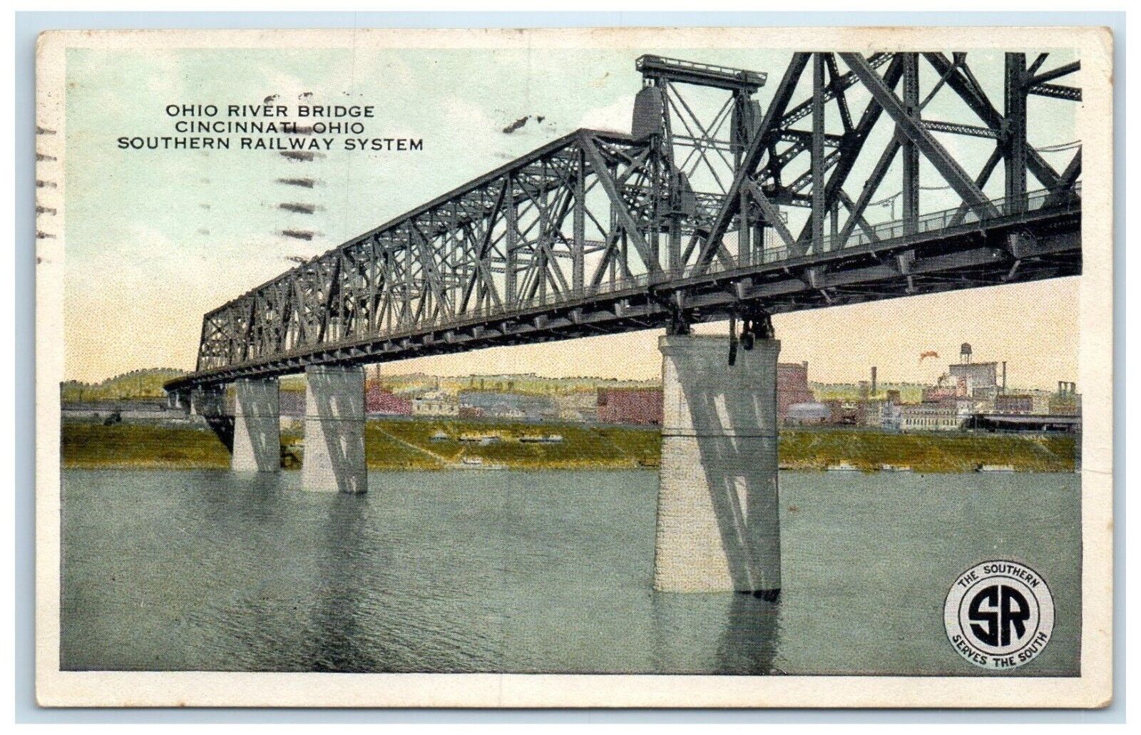 1923 Ohio River Bridge Cincinnati Ohio Southern Railway System Vintage Postcard
