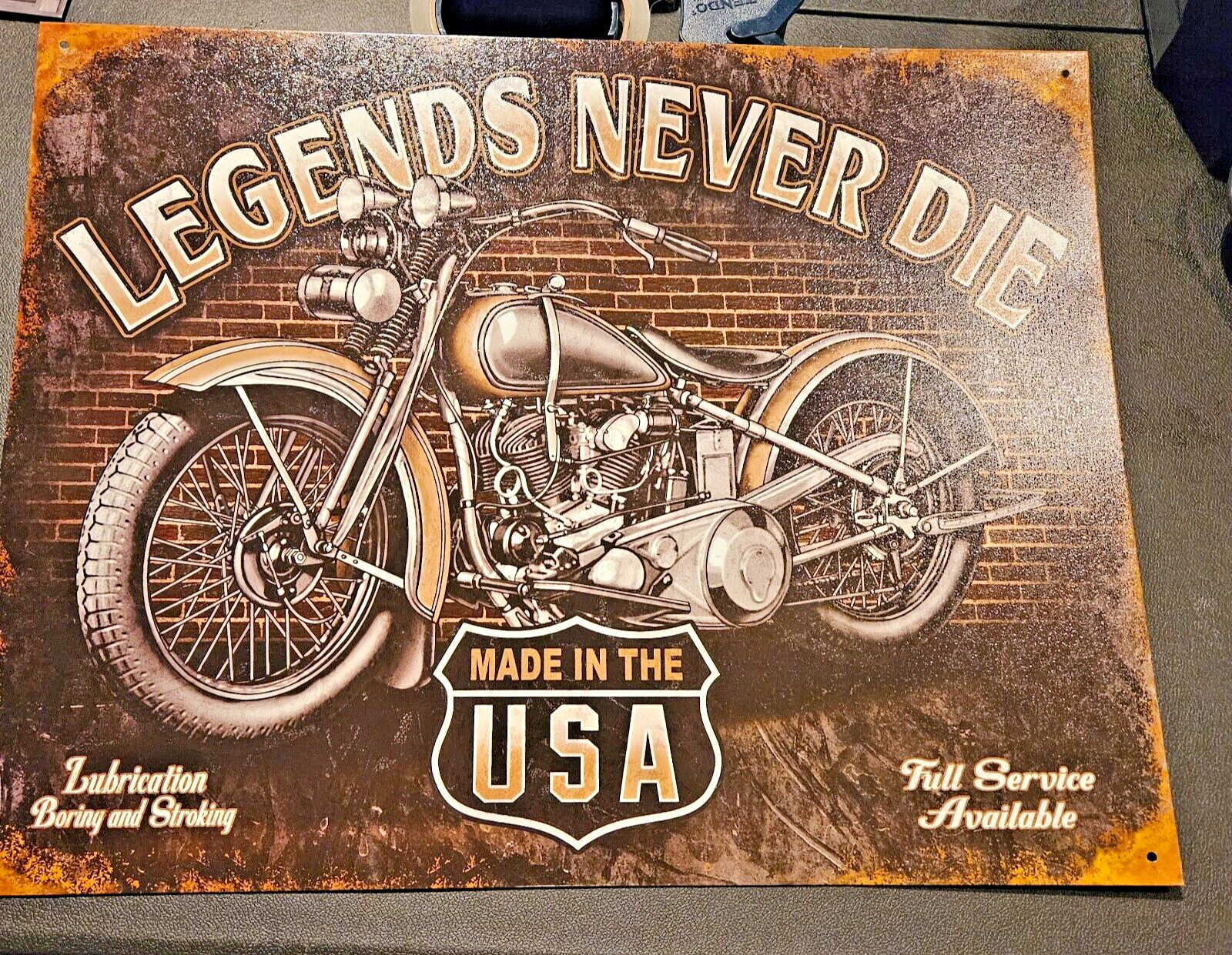 Legends Never Die,Tin Metal Sign,Motorcycle,Biker,Made In USA