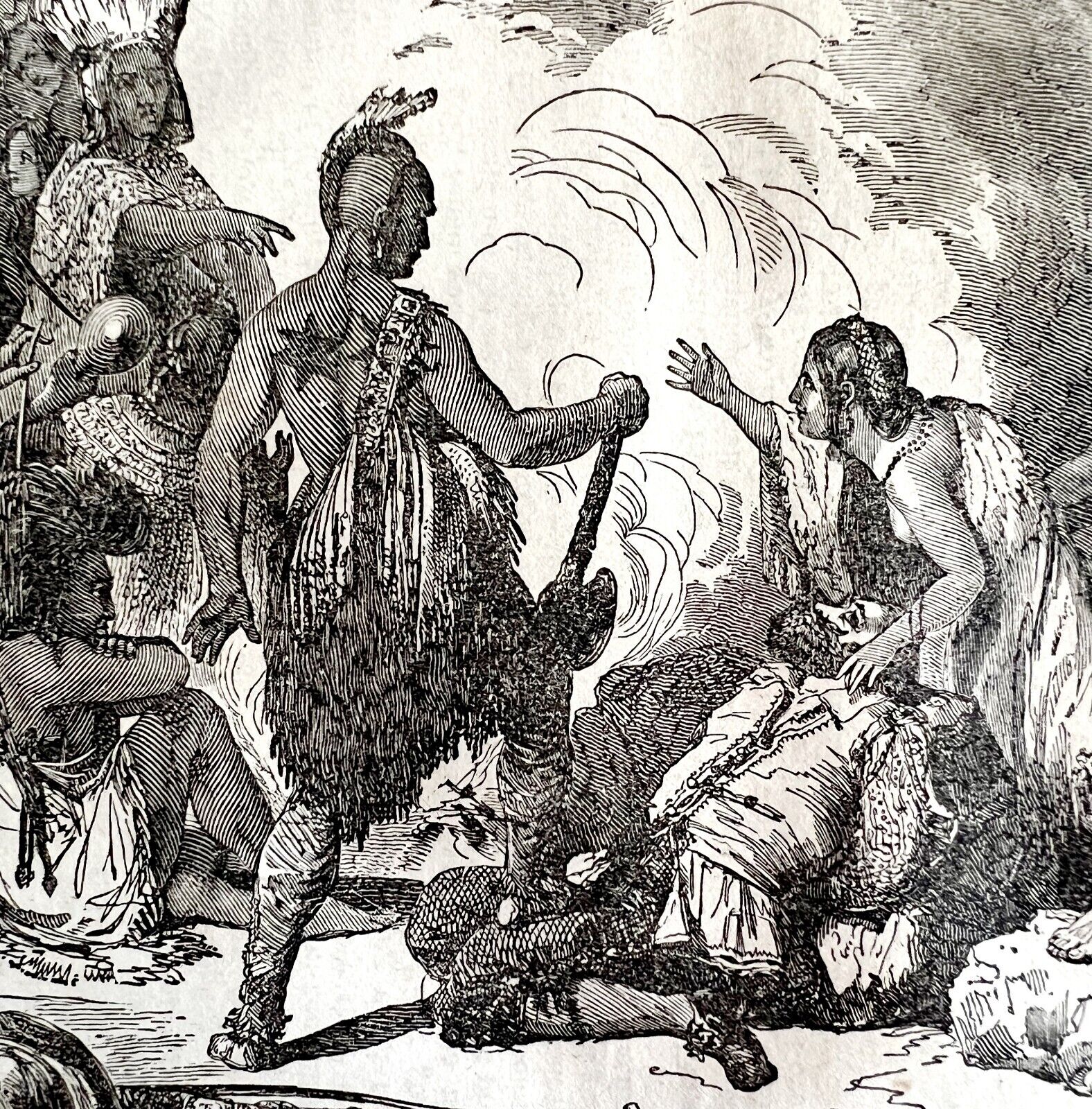 Pocahontas Saves John Smith 1845 Woodcut Printing Victorian Revolution DWY9A
