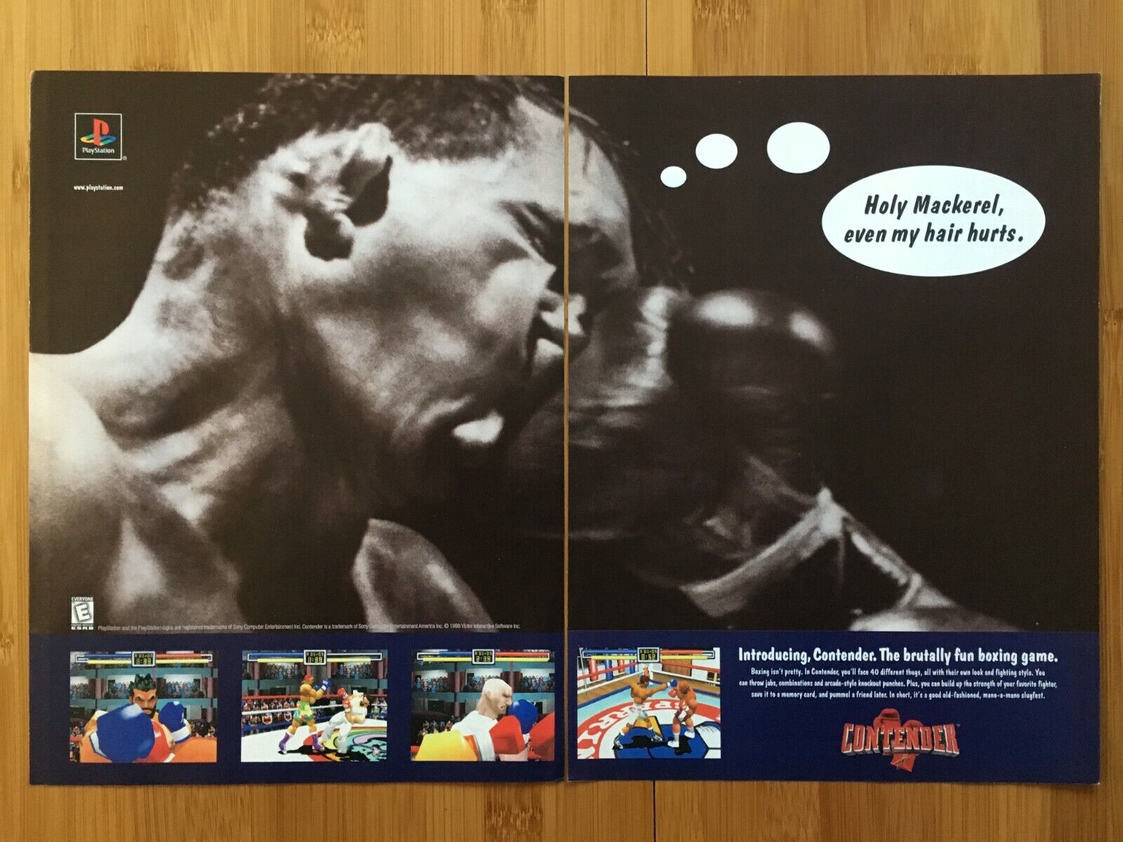 Contender PS1 Playstation 1 1999 Vintage Poster Ad Print Art Official Boxing
