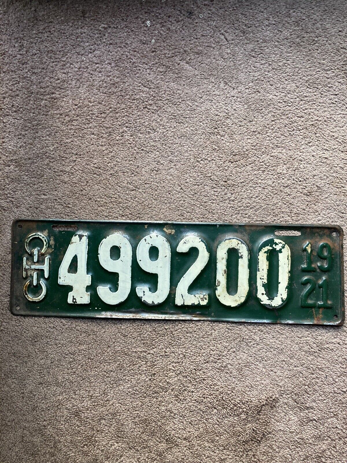 1921 Ohio License Plate - 499200 - Nice Oldie