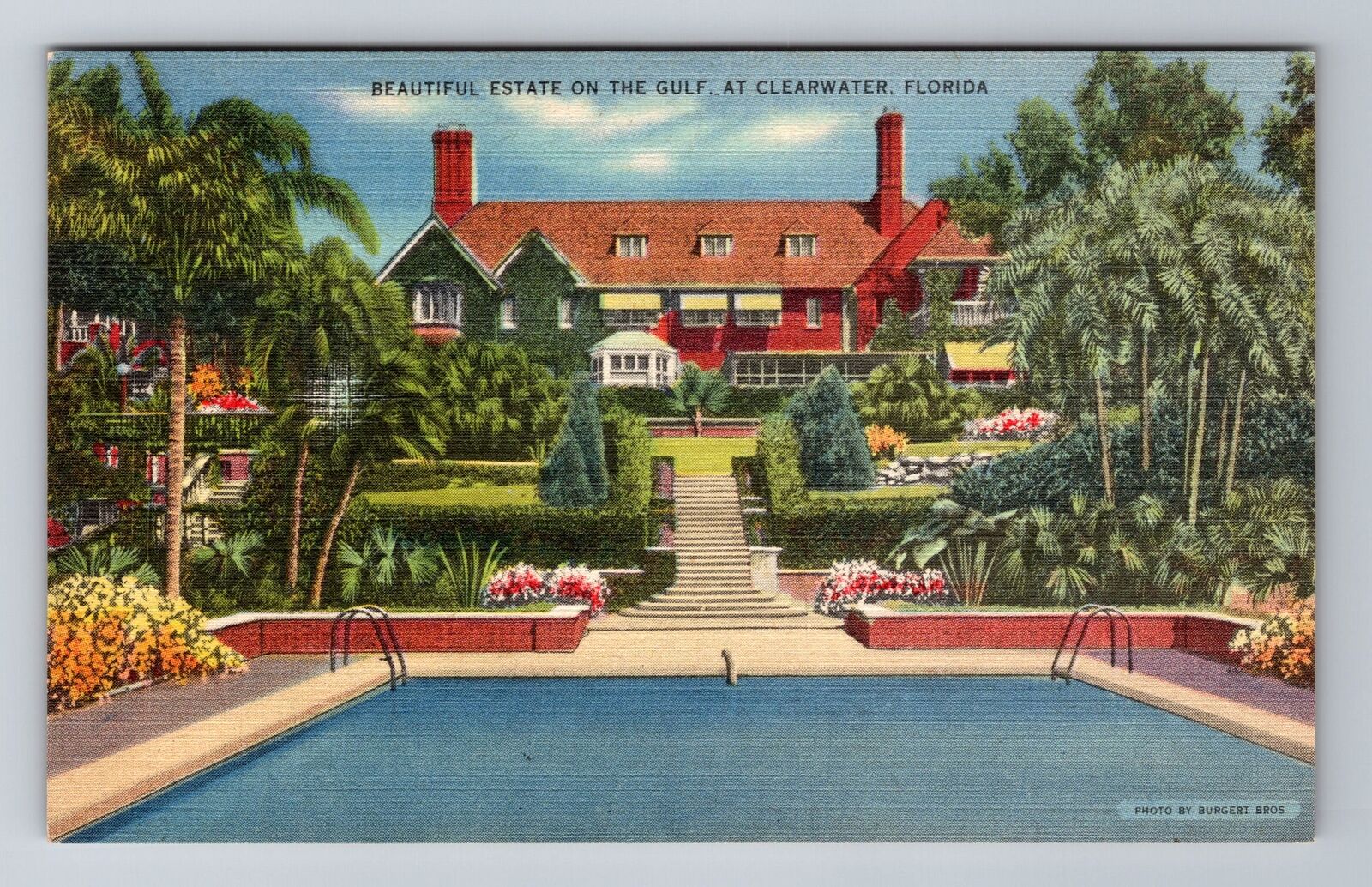 Clearwater FL-Florida, Estate on the Gulf, Antique Vintage Souvenir Postcard