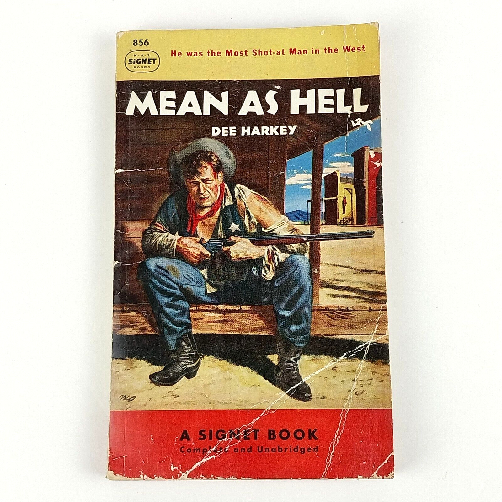 Vintage Mean As Hell 1951 1st Edition Western Paperback Book by Dee Harkey RARE
