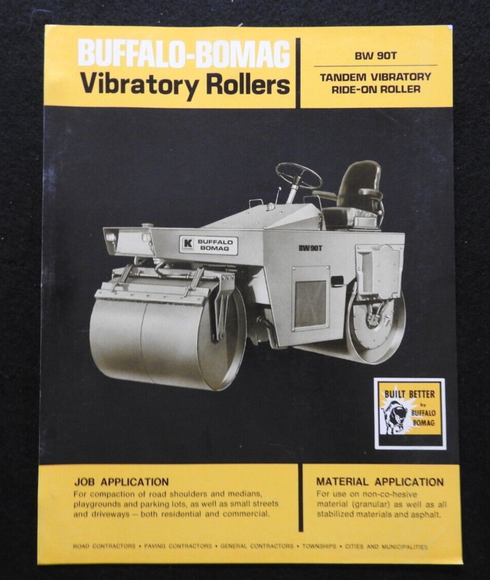 1973 Buffalo-Bomag Vibratory Roller Model BW-90T ENGINEERING Spec Brochure NICE