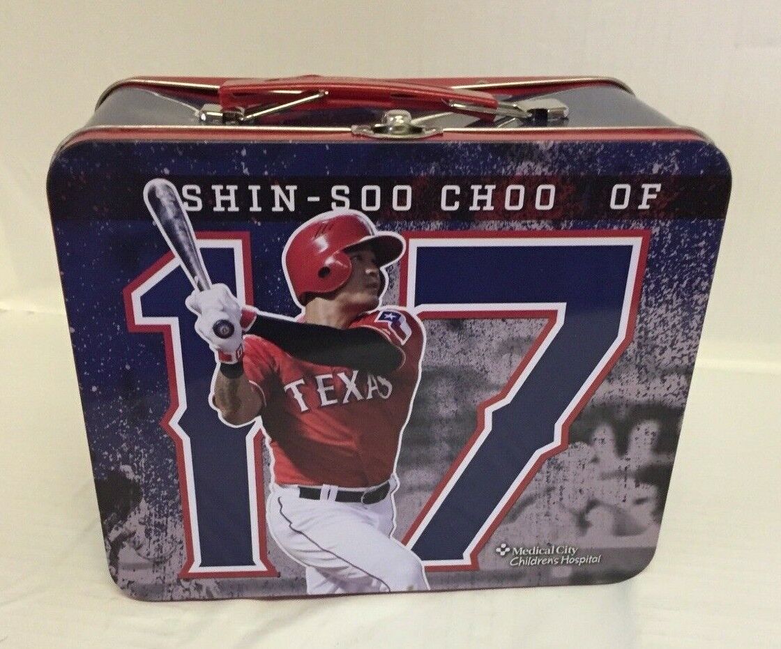 Texas Rangers Shin-Soo Choo  #17 Tin Lunch Box & N TX Recipe book 2016 - Used