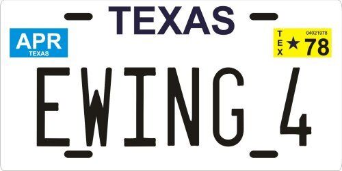Bobby Ewing 4 Dallas TV show 1978 Texas License plate