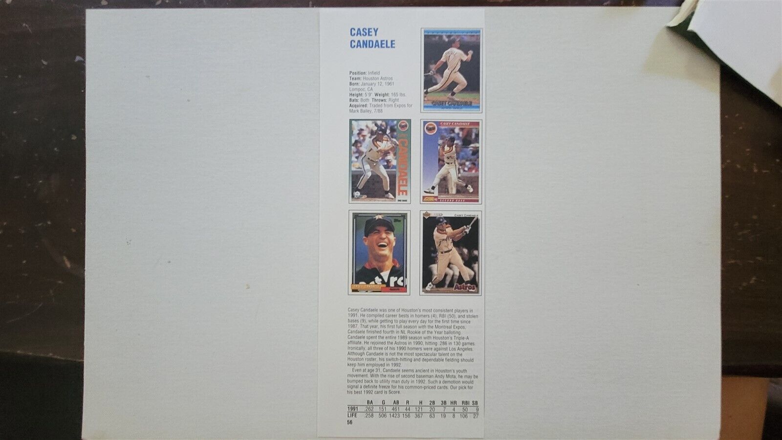 Casey Candaele & Jim Campanis 1992 Baseball Publication International