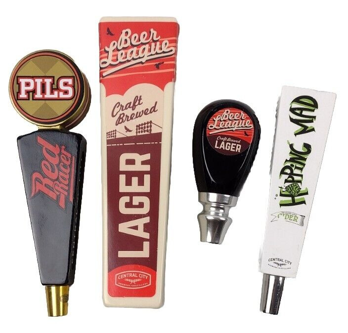 Lot of 4 Central City Red Racer Draft Beer Cider Tap Handles British Columbia