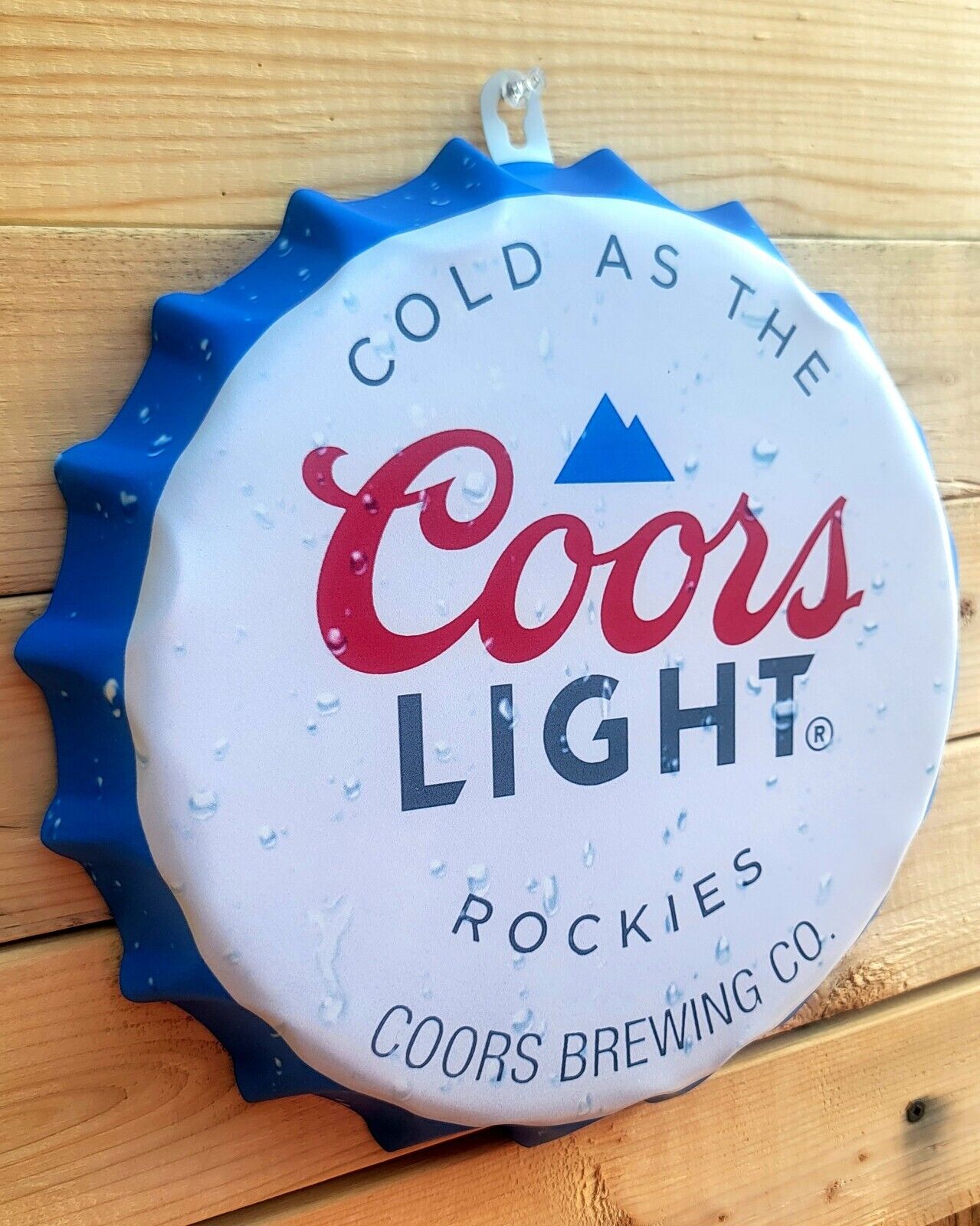 Coors Light Beer Bottle Cap Metal Sign Man Cave Bar Decor Beer Sign 