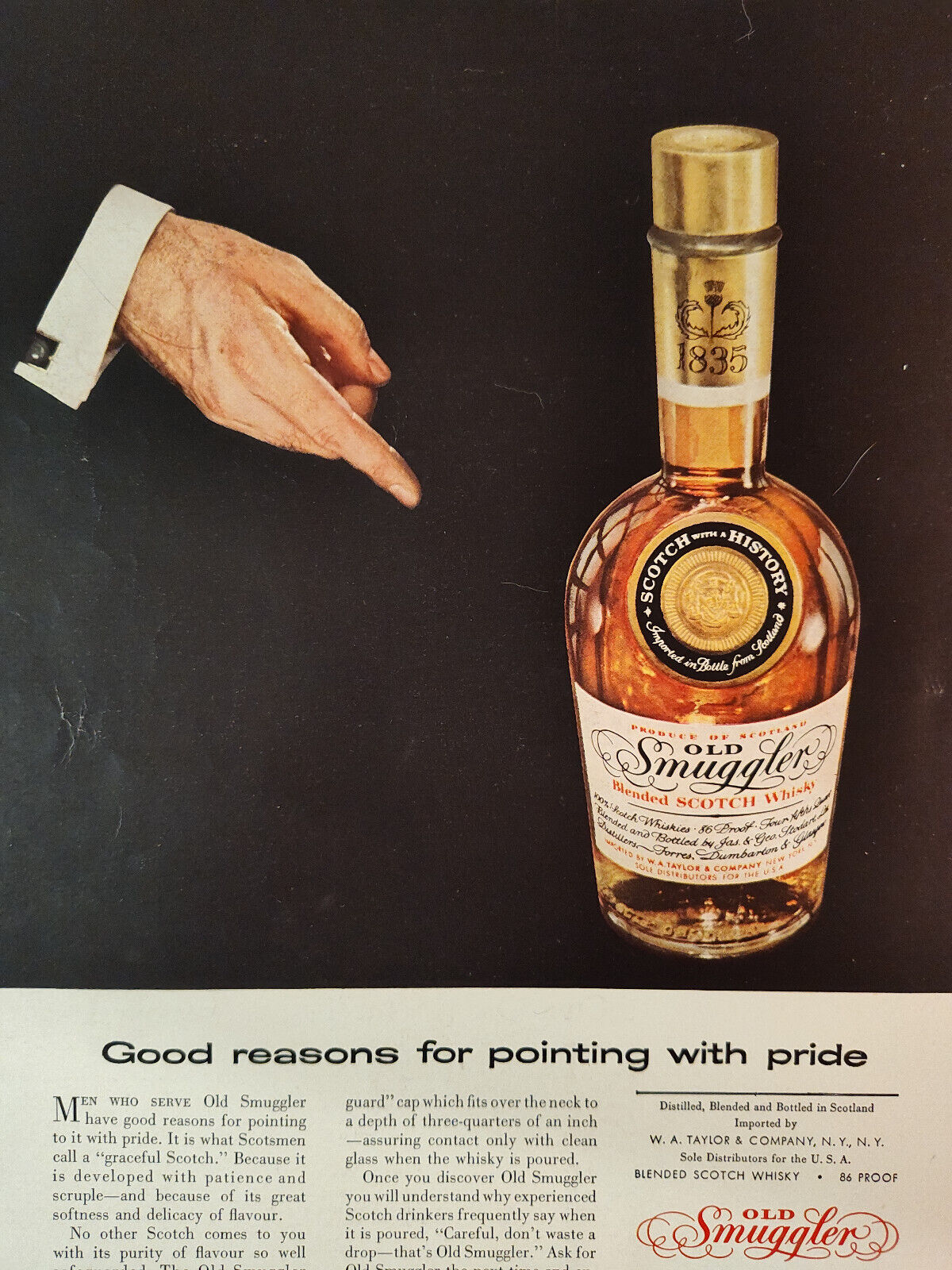1957 Esquire Original Art Advertisement Old Smuggler Scotch Whisky Front Cover