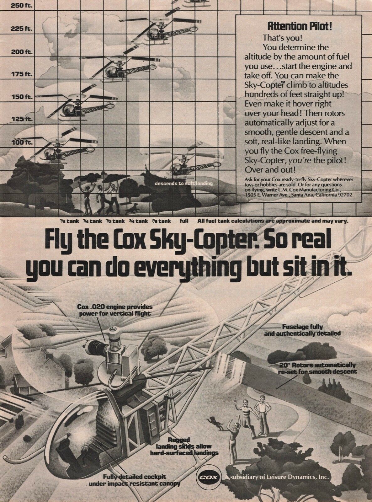 Cox Sky-Copter Ad 70\'S Vtg Print Ad 8X11 Wall Poster Art