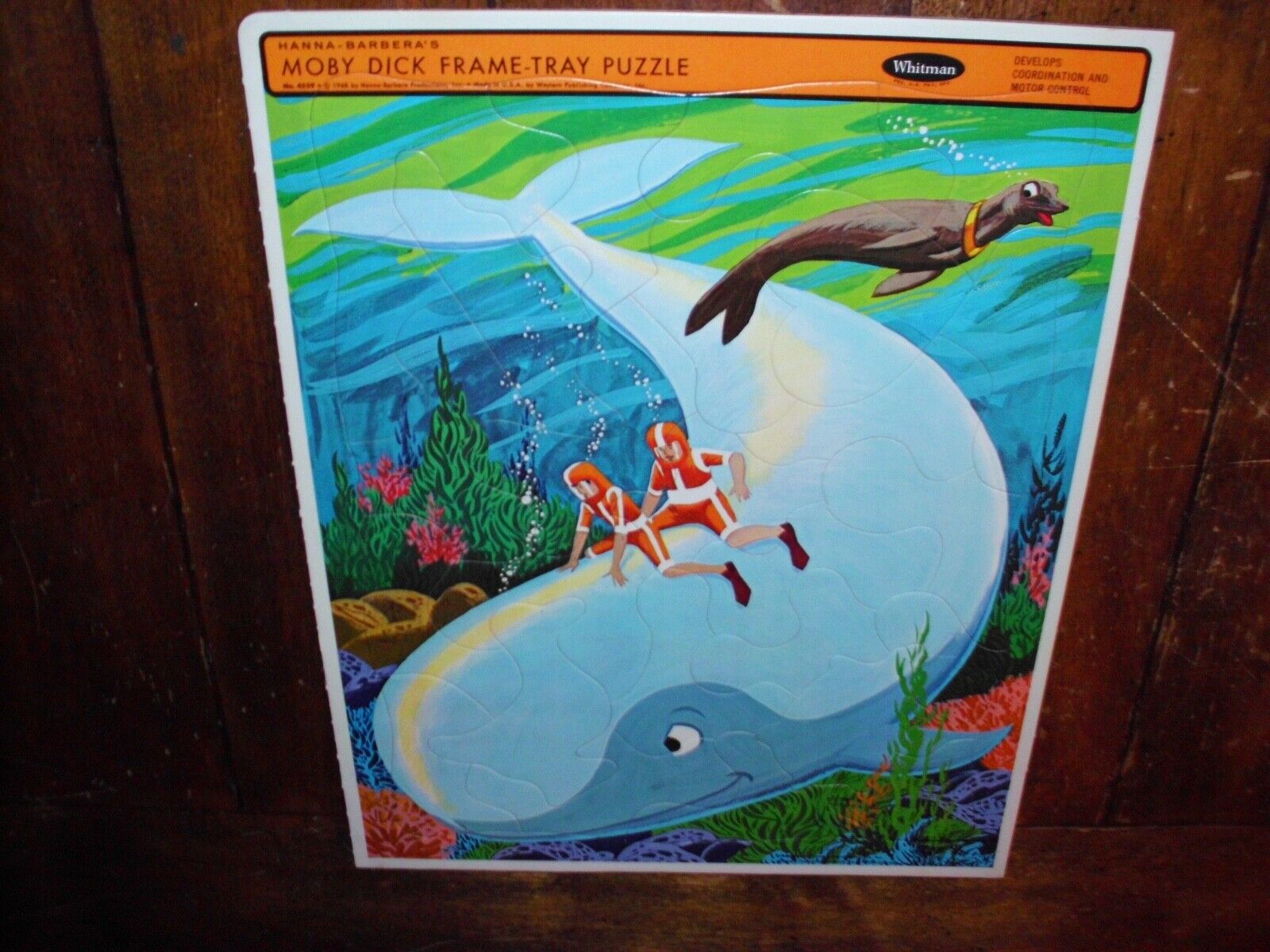 VINTAGE MOBY DICK FRAME TRAY PUZZLE WHITMAN RARE HUGE 1FT. BRAND NEW MINT 1968