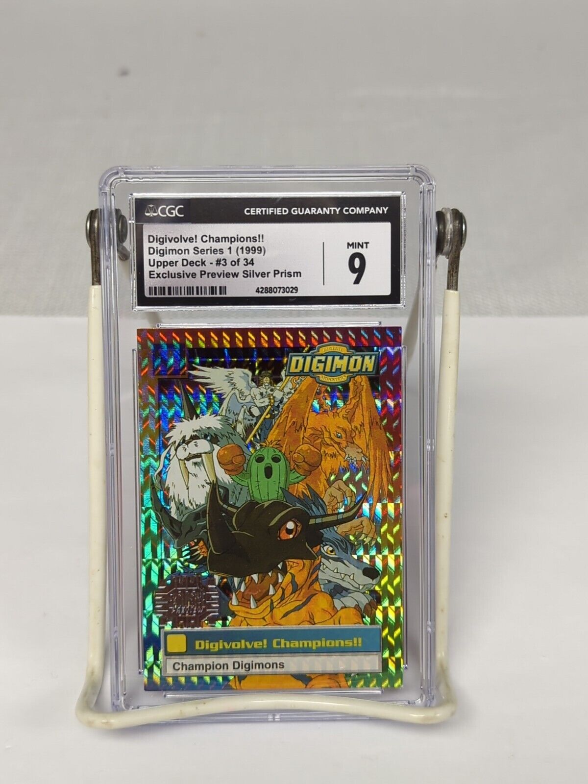 1999 Upper Deck Digimon Digivolve Champions Silver Prism Exclusive Preview CGC 9
