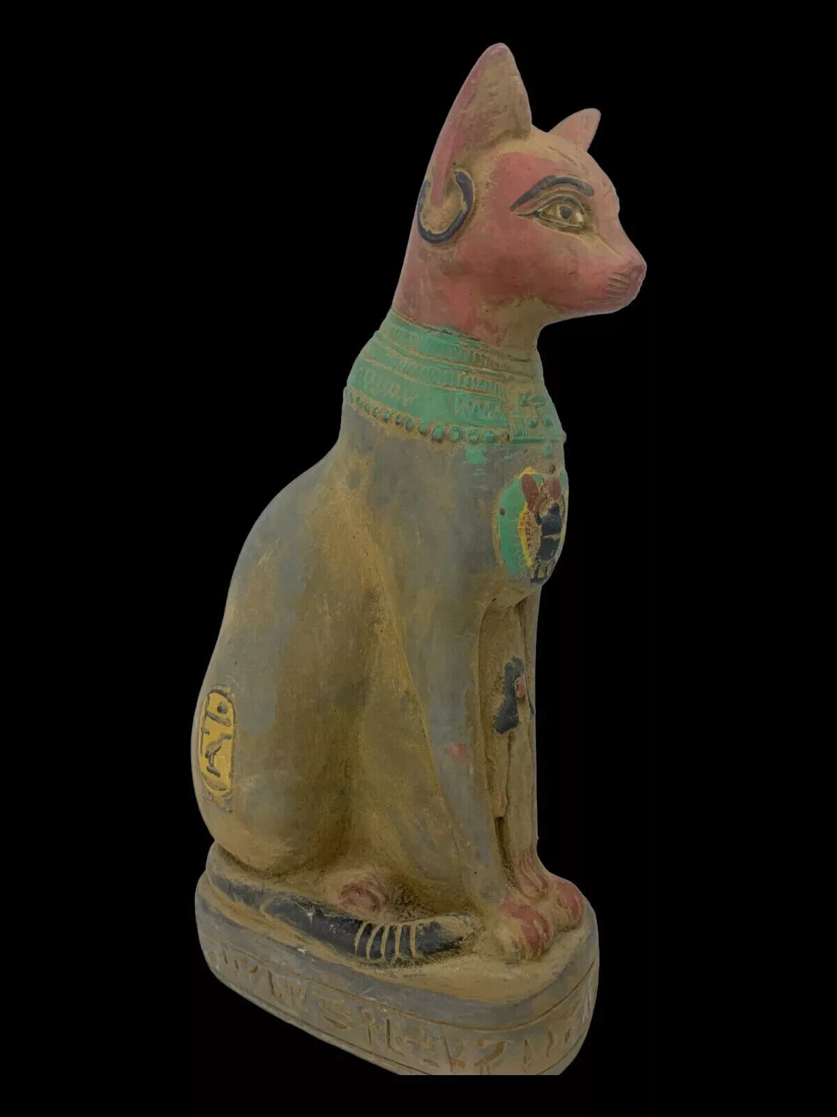 UNIQUE ANTIQUE ANCIENT EGYPTIAN Statue Cat Goddess Bast Bastet Scarab Isis BC