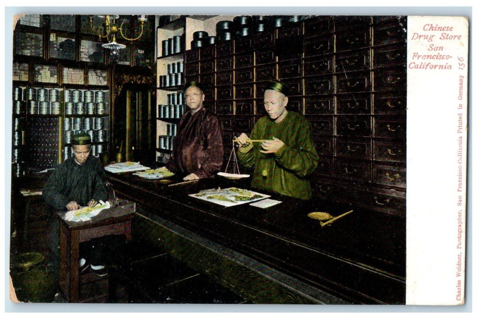 c1905 Interior Chinese Drug Store San Francisco California CA Vintage Postcard