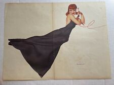 Vintage Pinup Girl Centerfold by George Petty- Redhead in Black Dress on Phone picture