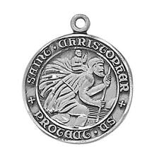 Saint Christopher Sterling Silver Medal Size .875 in D with 18 in Chain picture
