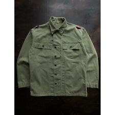 True Vintage 40s 13-Star Button HBT Military Shirt Size Large WW2 Square Pocket picture