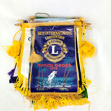 Vintage Lions Club US & International Banner Flag  Lot of 20 1970s - 2000s picture