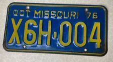 1976 October License Plate Missouri X6H-004 picture
